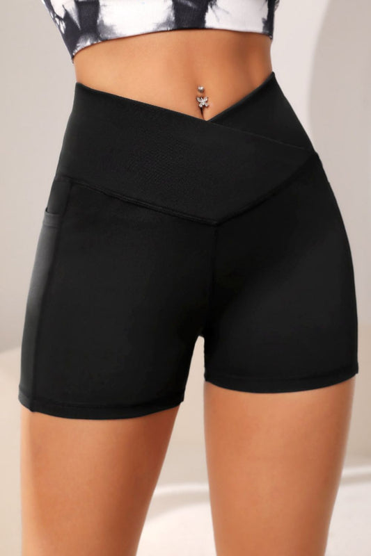 Heather Wide Waistband Active Shorts with Pocket