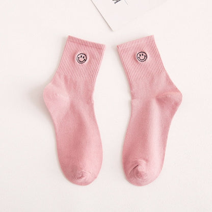 Smiling Face Embroidered Socks