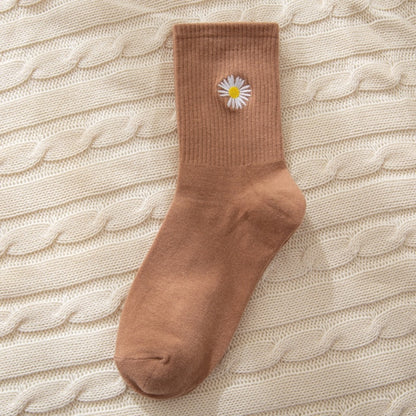 Embroiled Daisy Flower Sock