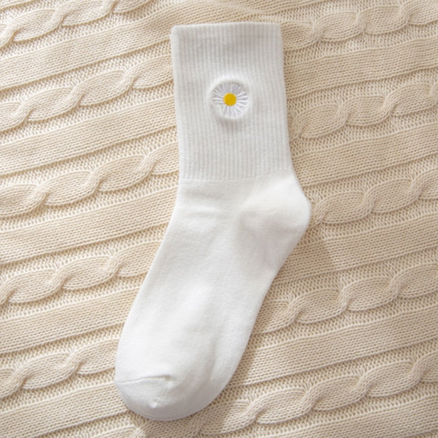 Embroiled Daisy Flower Sock